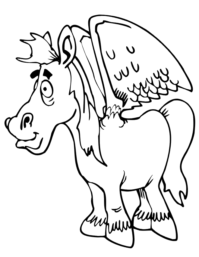 free horse coloring page: horse with wings