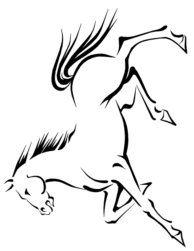 free horse coloring page: running horse