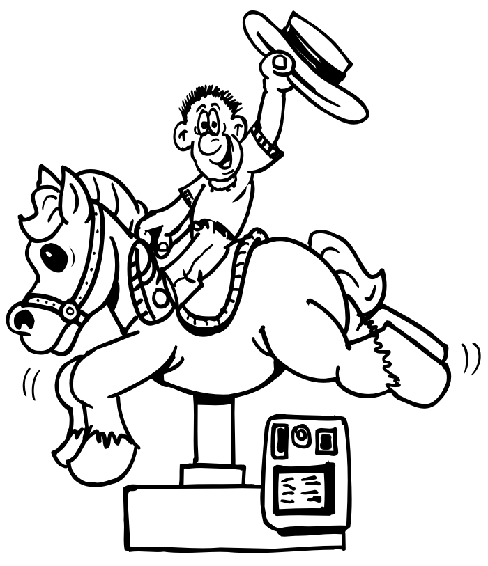 Horse Coloring Page of a coin operated horse ride