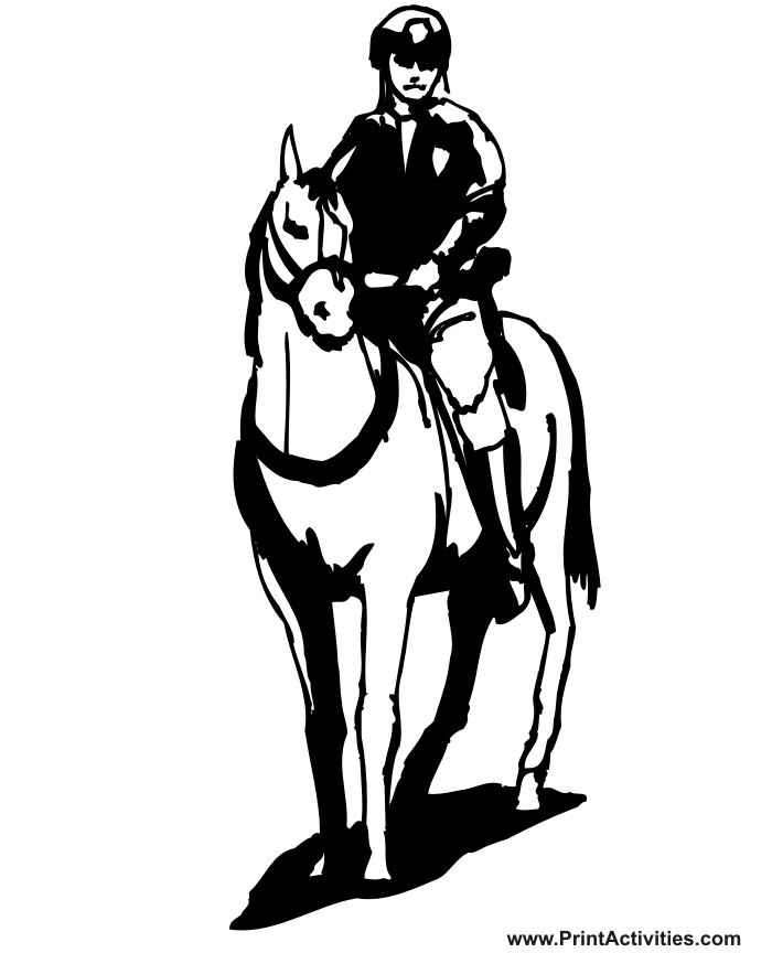 Horse Riding Coloring Page of a mounted police officer
