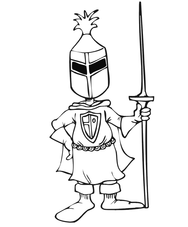 Knight Coloring Page: knight with jousting stick