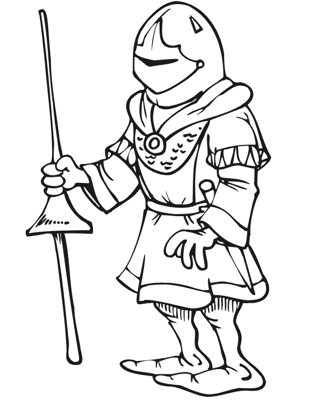 Knight Coloring Page: knight with jousting stick