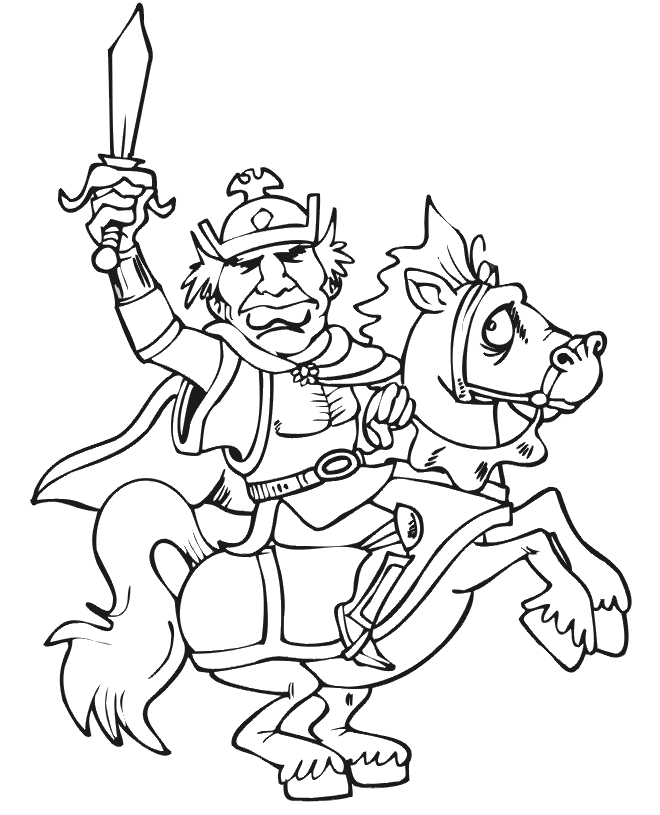 Knight Coloring Page: knight on horseback