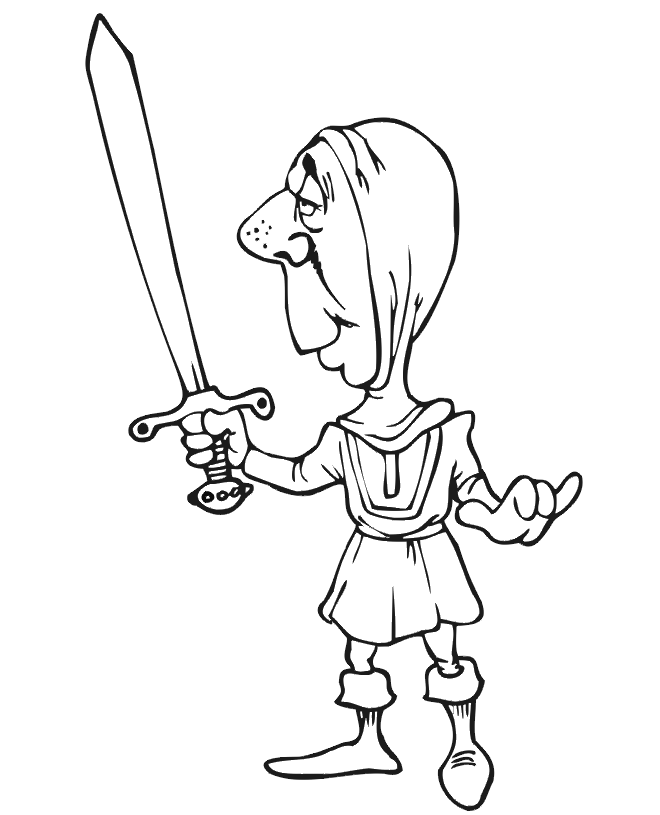 Knight Coloring Page: knight holding a sword