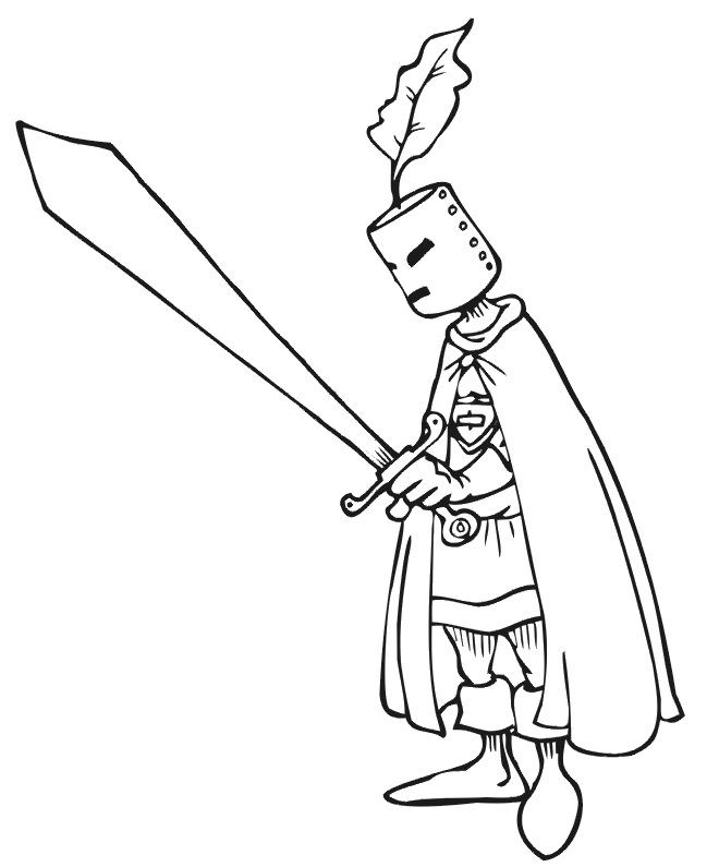 Knight Coloring Page: knight with big sword
