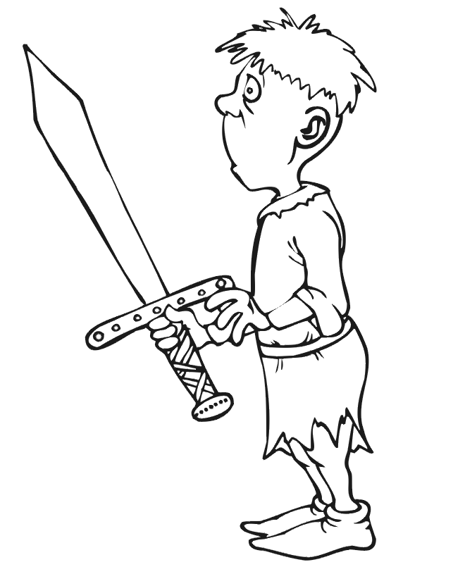 Knight Coloring Page: squire holding knight's sword