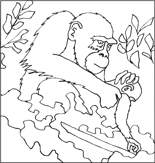 Gorilla with baby coloring page