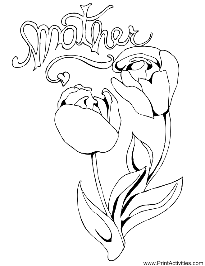 Happy Mother's Day Coloring Page Flower for mother