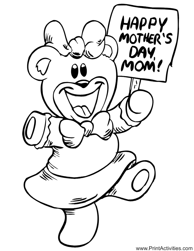 Happy mother's day mom coloring page
