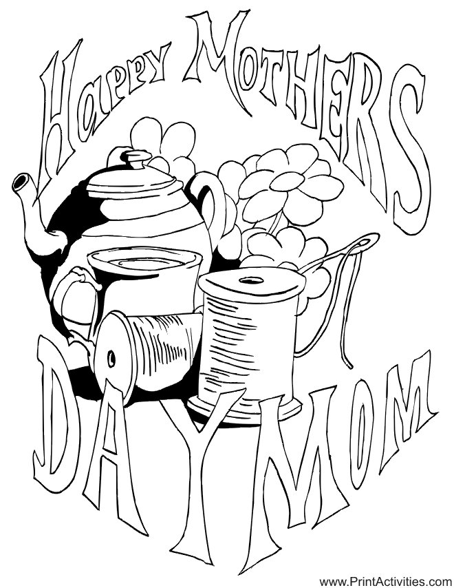 Happy mother's day mom coloring page
