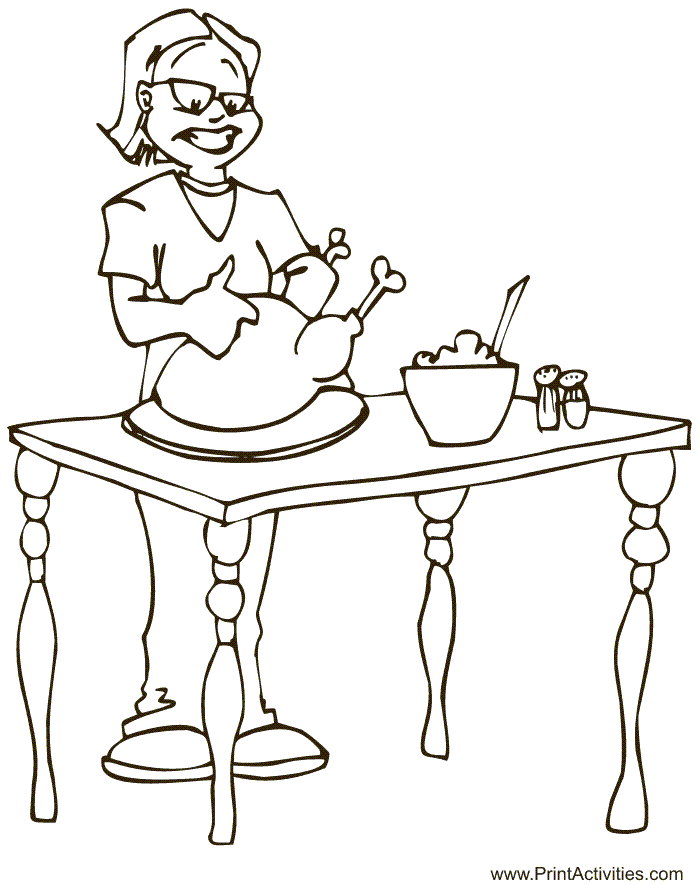 Mother's Day coloring page: Mom making dinner