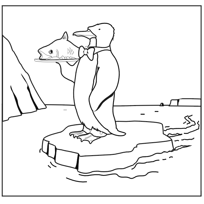 Penguin Waiter coloring page