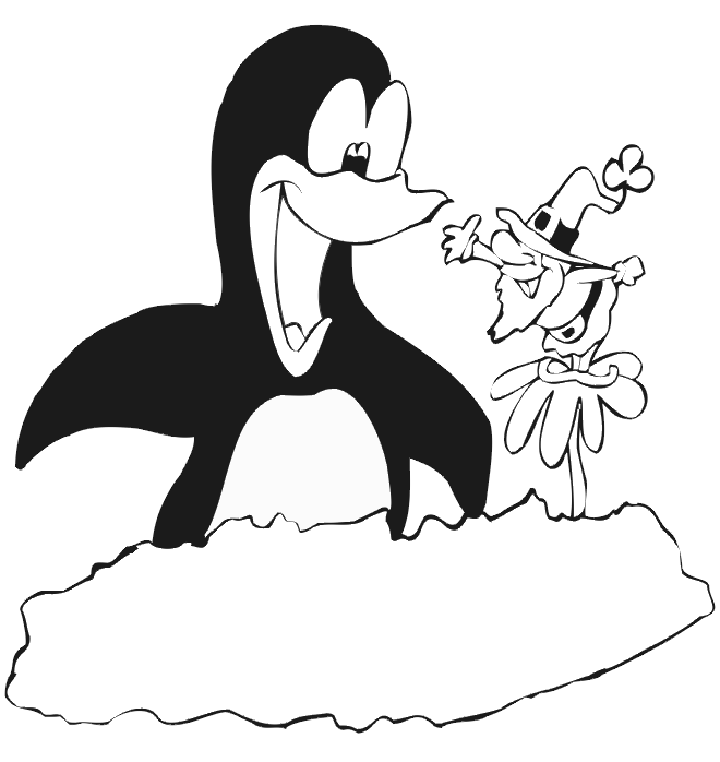 Penguin & Leprechaun coloring page