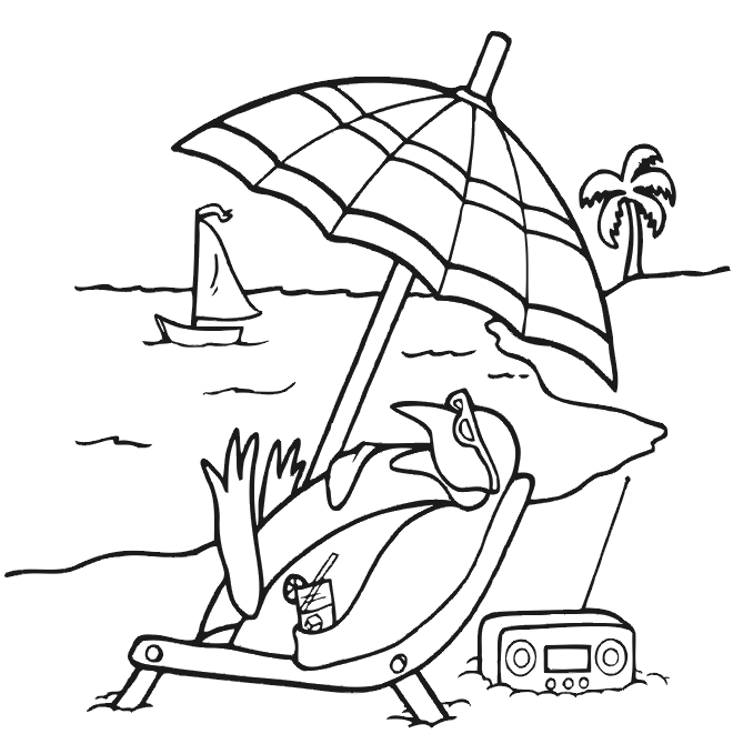 Sunbathing Penguin coloring page