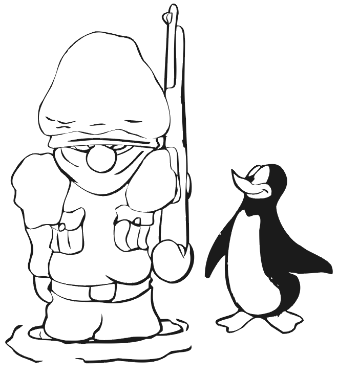 Penguin & Soldier coloring page