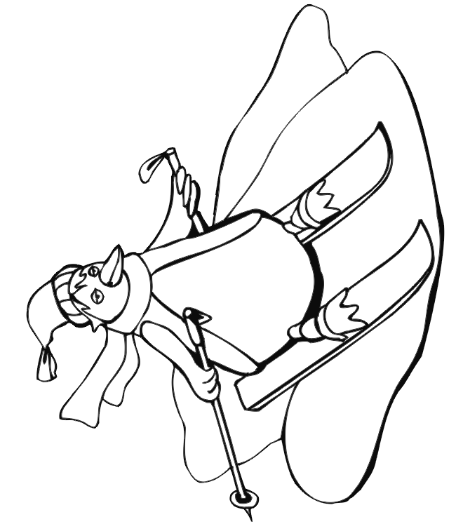 Skiing Penguin coloring page