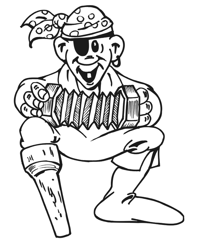 Pirate coloring page: playing accordian