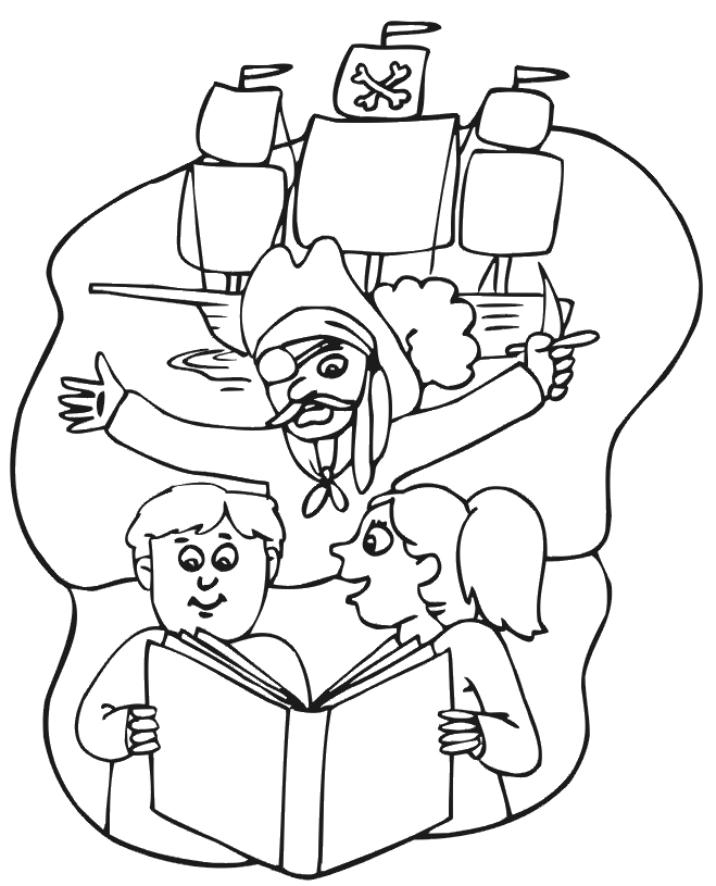 Pirate coloring page: children's pirate story
