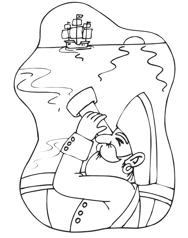Pirate coloring page: spotting another pirate ship