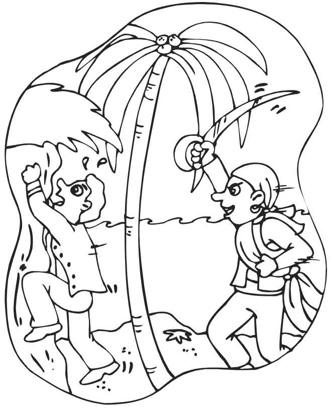 Pirate coloring page: weilding a sword