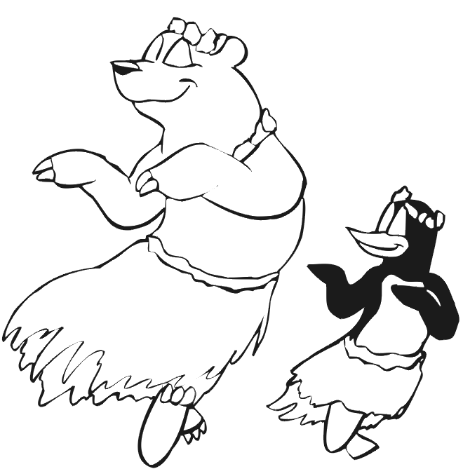 Penguin and Polar Bear hula dancing