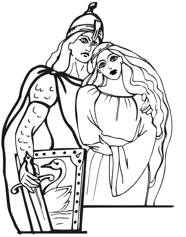 Beautiful Princess coloring page: With Knight in Armour
