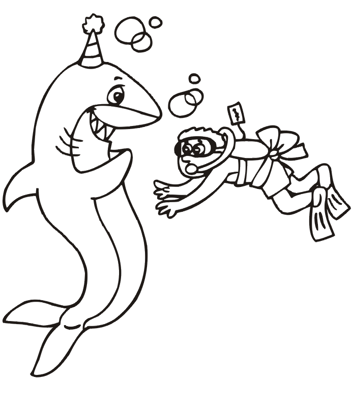 Birthday Shark coloring page