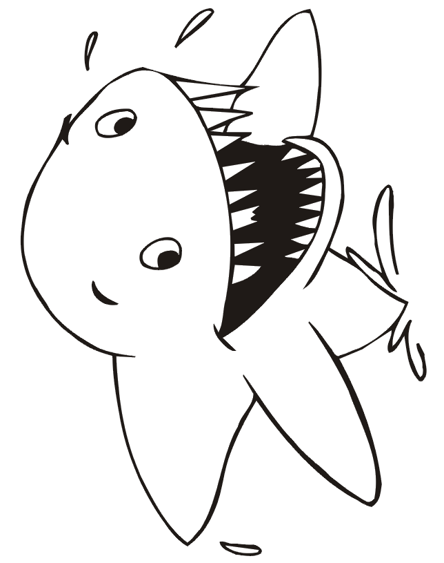 Shark coloring page - emerging from water