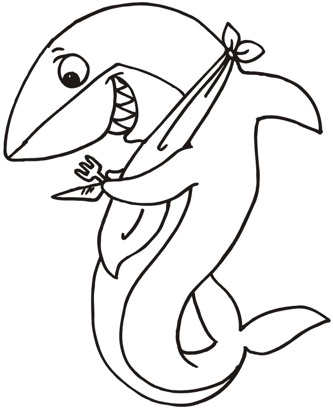 Shark coloring page - ready to eat