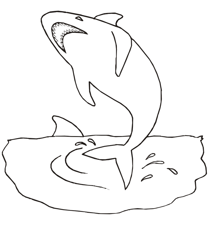 Shark coloring page - jumping out of water
