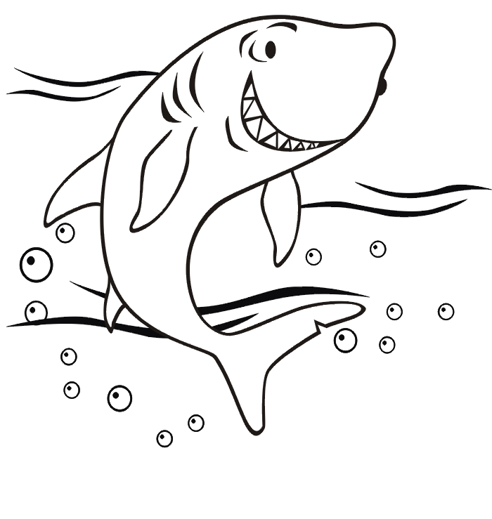 Smiling shark - coloring page