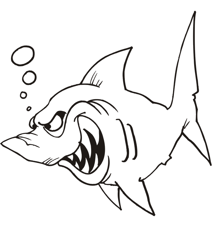 Angry shark - coloring page