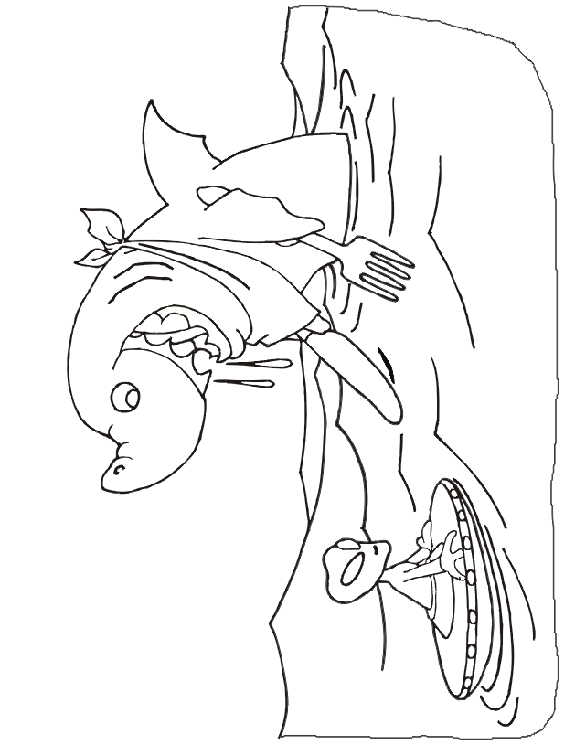 Shark coloring page - with alien