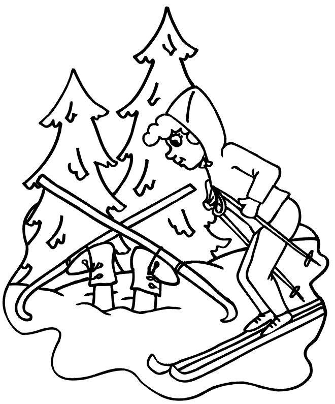 Skiing Coloring Page: Fallen Skier