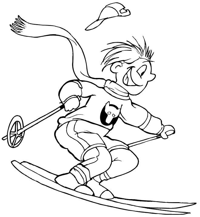 Skiing Coloring Page: Happy Skier