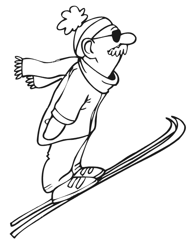Skiing Coloring Page: Ski jumper
