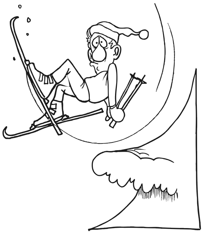 Skiing Coloring Page: skier slipping