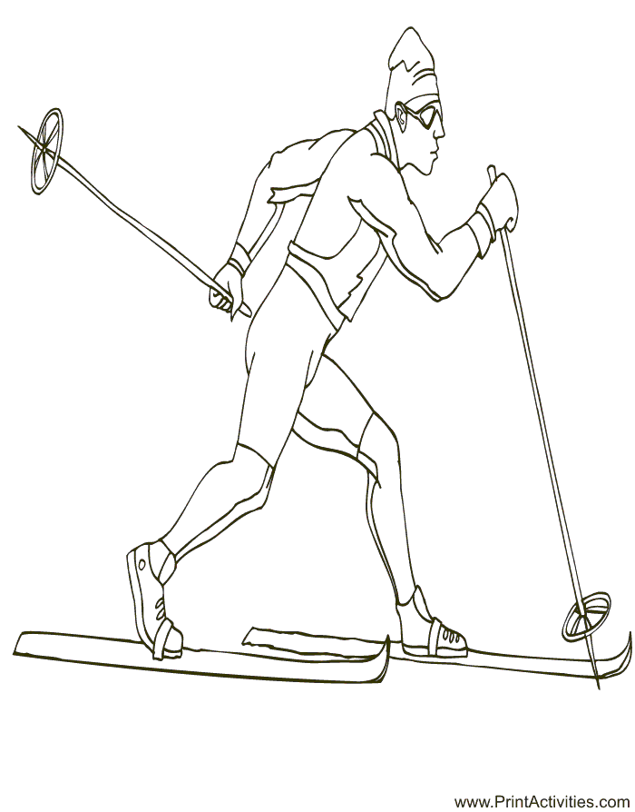 Skiing Coloring Page: Olympic cross country skier