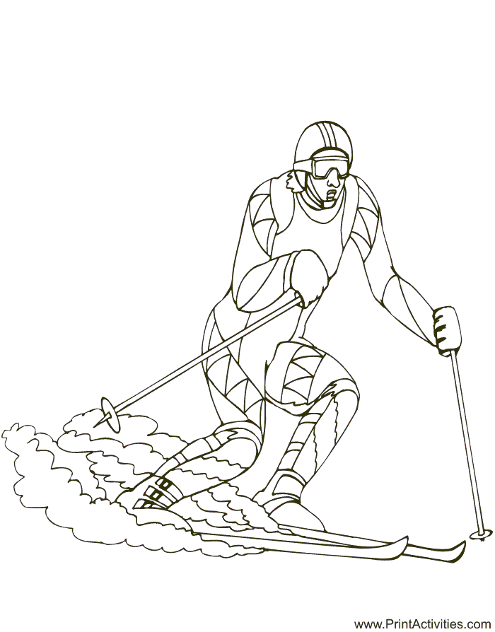 Skiing Coloring Page: Olympic downhill skier