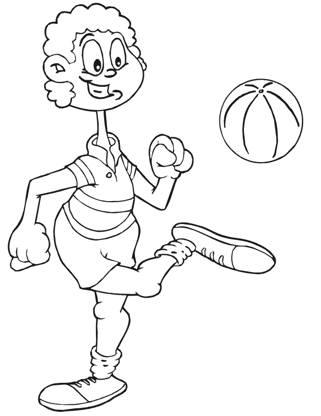 Soccer coloring page: happy boy soccer player