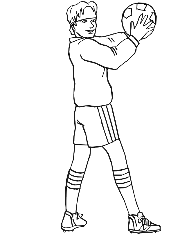 Soccer coloring page: Throwing the ball in