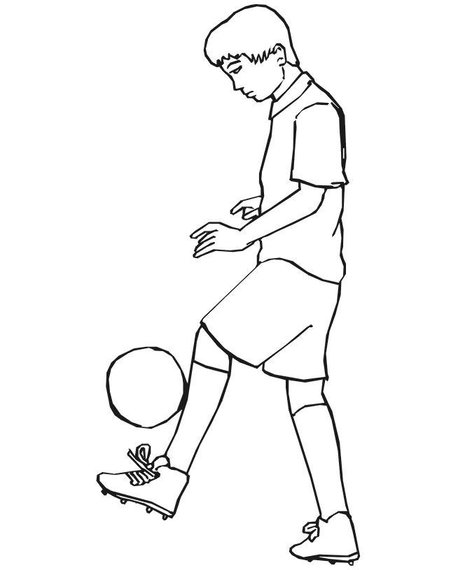 Soccer coloring page: Lifting ball on foot