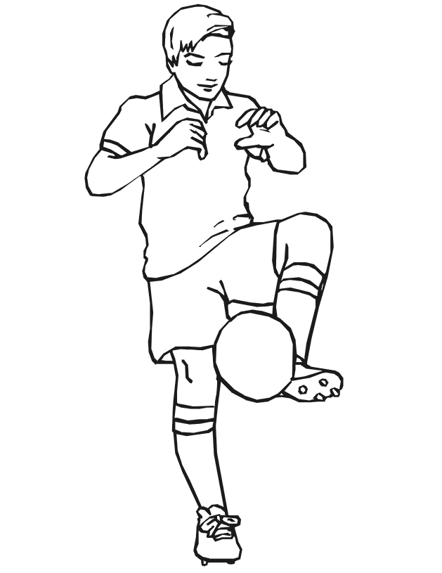 Soccer coloring page: Kicking on inside of foot