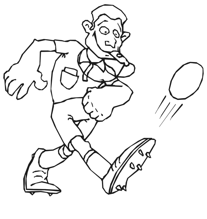 Soccer coloring page: Referee kicking ball