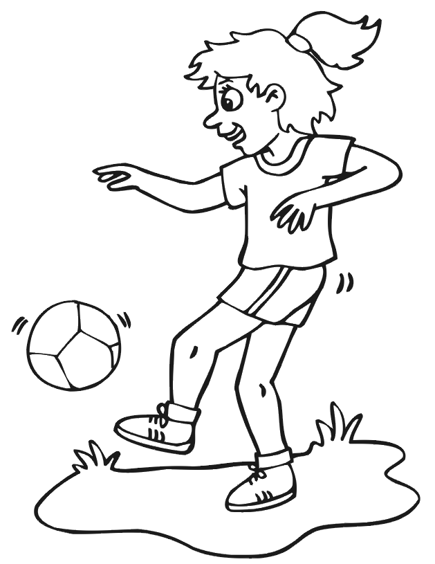 Soccer coloring page: Happy girl player