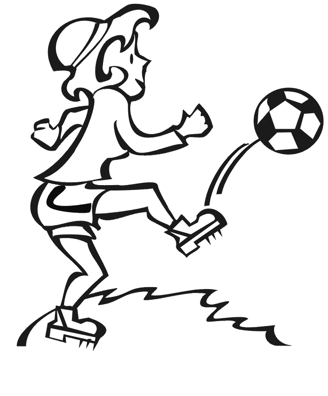 Soccer coloring page: Woman playing soccer