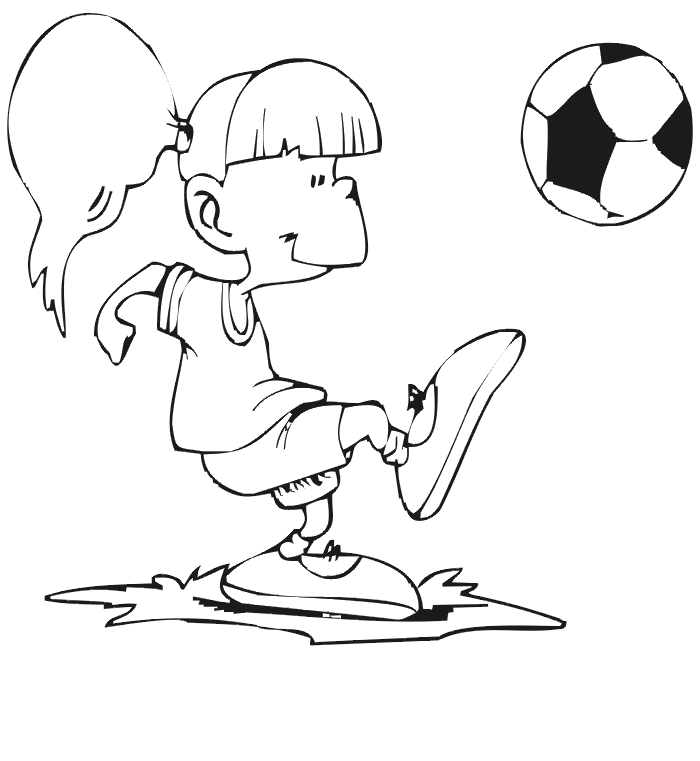 Soccer coloring page: Little girl player