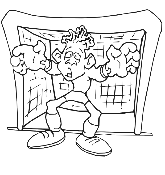 Soccer coloring page: Worried goalkeeper