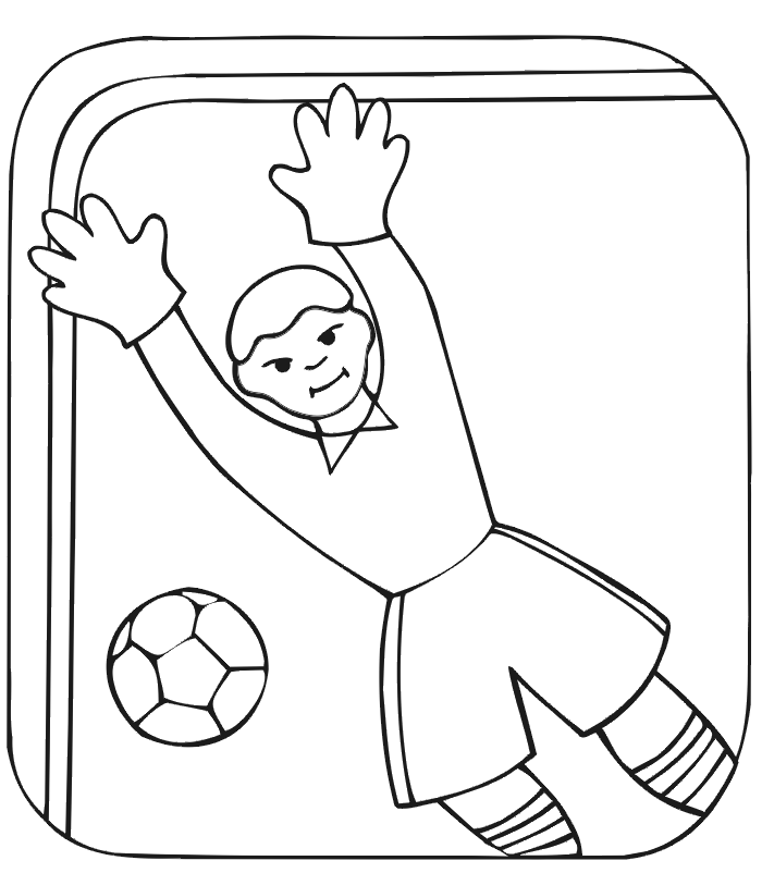 Soccer coloring page: Diving goalkeeper