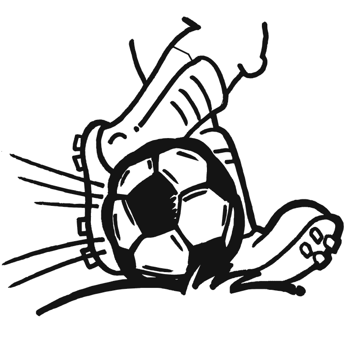 Soccer coloring page: Foot kicking soccer ball